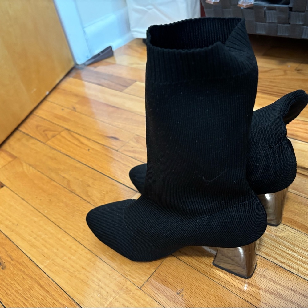 Chic Black Sock Boots with Metallic Heels